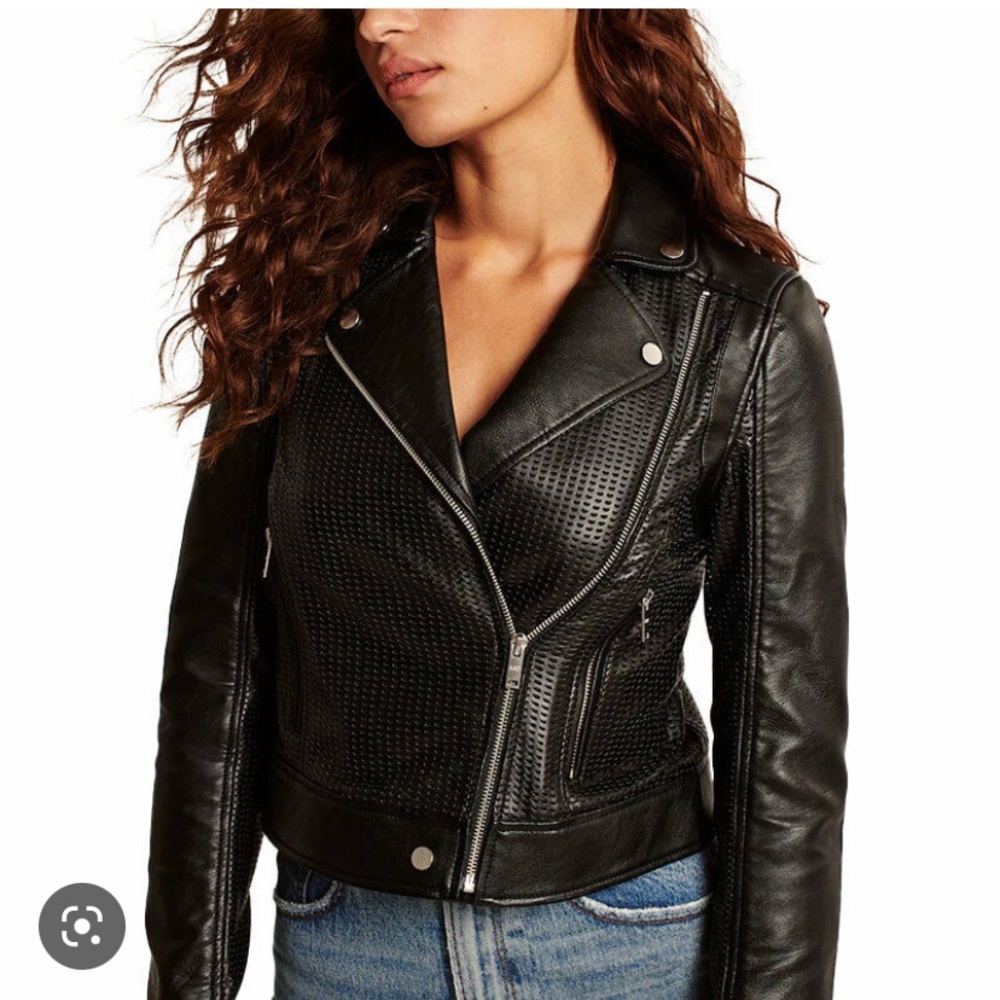 Abercrombie vegan leather jacket size small